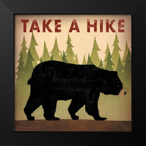 Take a Hike Black Bear Black Modern Wood Framed Art Print by Fowler, Ryan