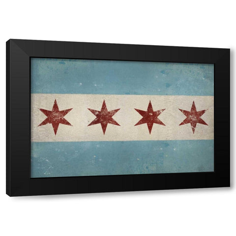Chicago Flag Black Modern Wood Framed Art Print with Double Matting by Fowler, Ryan