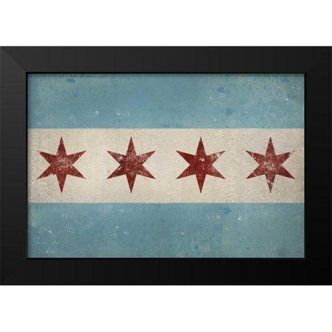 Chicago Flag Black Modern Wood Framed Art Print by Fowler, Ryan