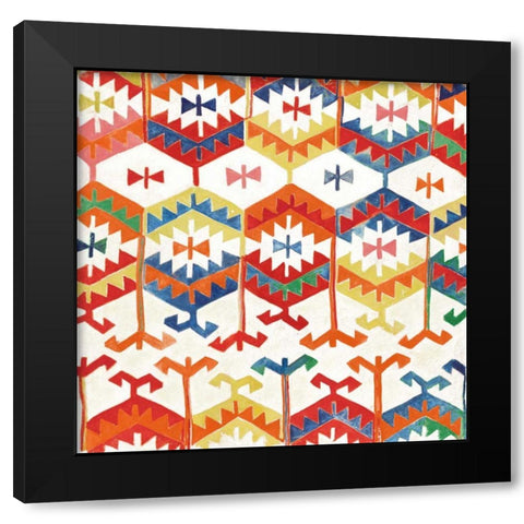 Southwest Pattern I Bright Black Modern Wood Framed Art Print with Double Matting by Hristova, Albena
