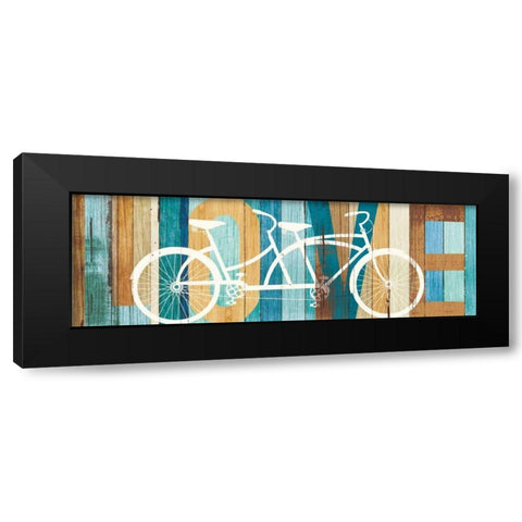 Beachscape Tandem Bicycle Love Black Modern Wood Framed Art Print with Double Matting by Mullan, Michael