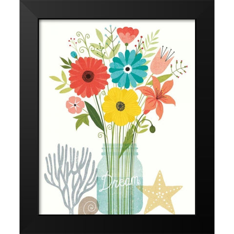 Seaside Bouquet III Mason Jar Black Modern Wood Framed Art Print by Mullan, Michael