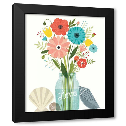 Seaside Bouquet II Mason Jar Black Modern Wood Framed Art Print by Mullan, Michael