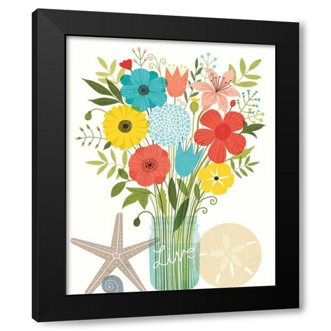 Seaside Bouquet I Mason Jar Black Modern Wood Framed Art Print by Mullan, Michael