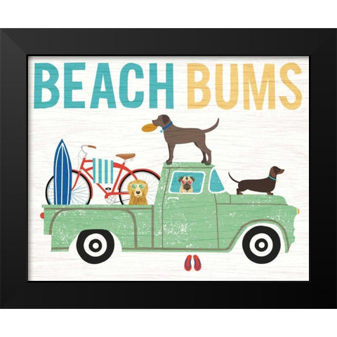 Beach Bums Truck I Black Modern Wood Framed Art Print by Mullan, Michael