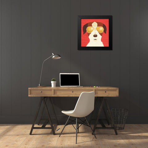 Beach Bums Terrier I Black Modern Wood Framed Art Print by Mullan, Michael