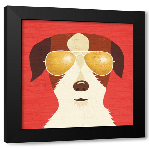 Beach Bums Terrier I Black Modern Wood Framed Art Print by Mullan, Michael