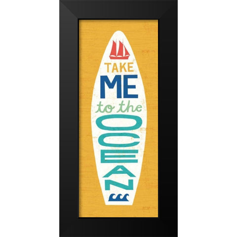Beach Bums Surf Board IV Black Modern Wood Framed Art Print by Mullan, Michael
