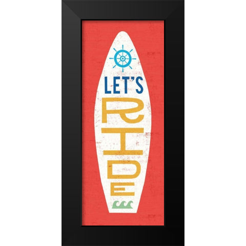 Beach Bums Surf Board III Black Modern Wood Framed Art Print by Mullan, Michael