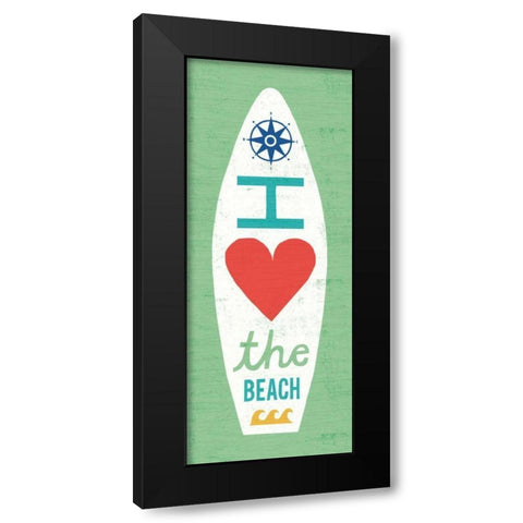 Beach Bums Surf Board II Black Modern Wood Framed Art Print with Double Matting by Mullan, Michael