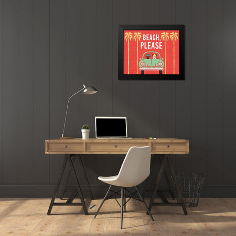 Beach Bums Beetle I Black Modern Wood Framed Art Print by Mullan, Michael