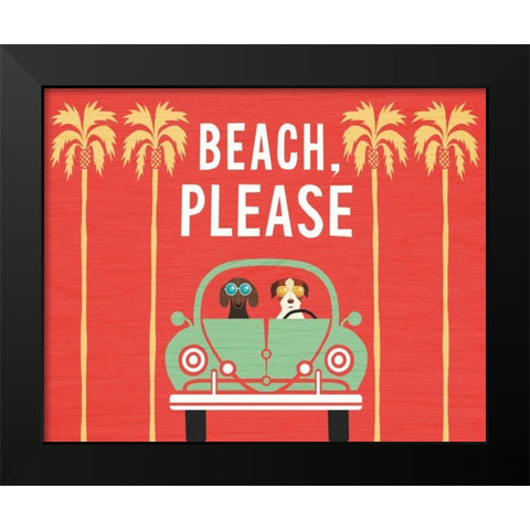 Beach Bums Beetle I Black Modern Wood Framed Art Print by Mullan, Michael