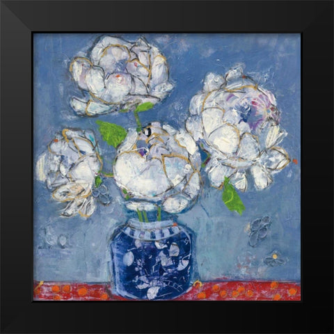 Vase of Peonies Black Modern Wood Framed Art Print by Day, Kellie