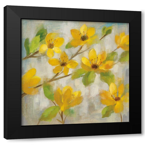 Golden Bloom II Black Modern Wood Framed Art Print by Vassileva, Silvia