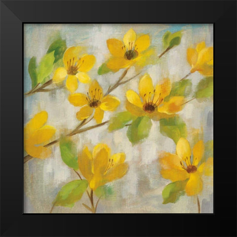 Golden Bloom II Black Modern Wood Framed Art Print by Vassileva, Silvia