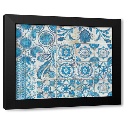 Istanbul Tiles Black Modern Wood Framed Art Print with Double Matting by Lovell, Kathrine