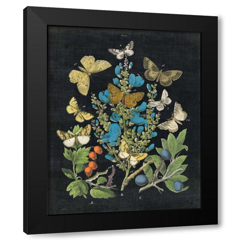 Butterfly Bouquet on Black II Black Modern Wood Framed Art Print by Wild Apple Portfolio