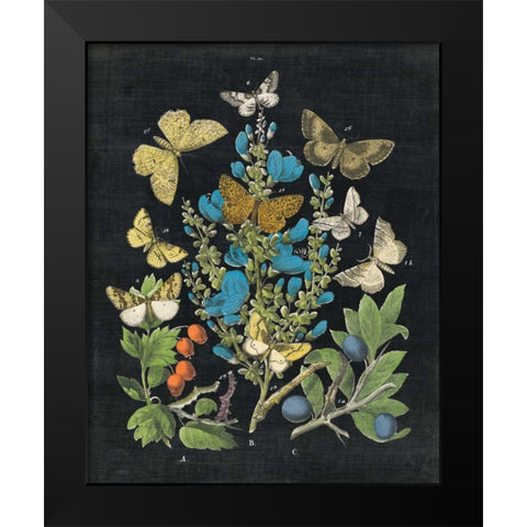 Butterfly Bouquet on Black II Black Modern Wood Framed Art Print by Wild Apple Portfolio