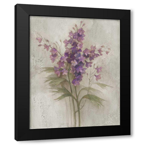 Purple Larkspur Garden on Grey Black Modern Wood Framed Art Print with Double Matting by Hristova, Albena