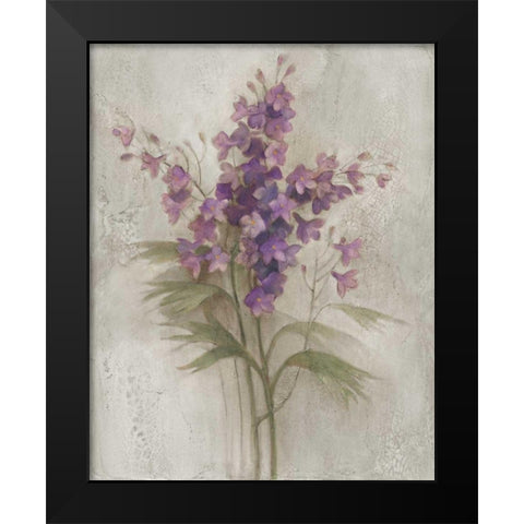 Purple Larkspur Garden on Grey Black Modern Wood Framed Art Print by Hristova, Albena