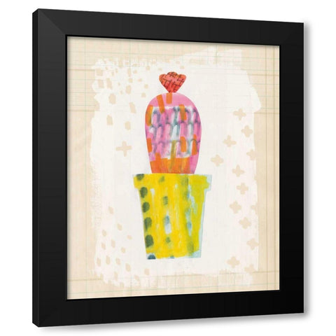 Collage Cactus V on Graph Paper Black Modern Wood Framed Art Print with Double Matting by Averinos, Melissa