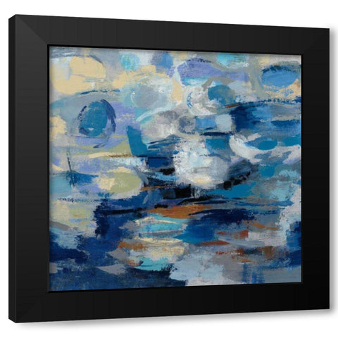 Ultramarine Waves I Black Modern Wood Framed Art Print with Double Matting by Vassileva, Silvia