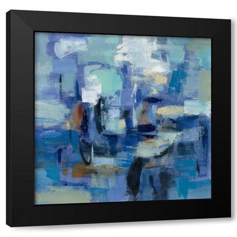 Ultramarine Waves II Black Modern Wood Framed Art Print with Double Matting by Vassileva, Silvia