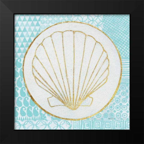 Summer Shells II Teal and Gold Black Modern Wood Framed Art Print by Lovell, Kathrine