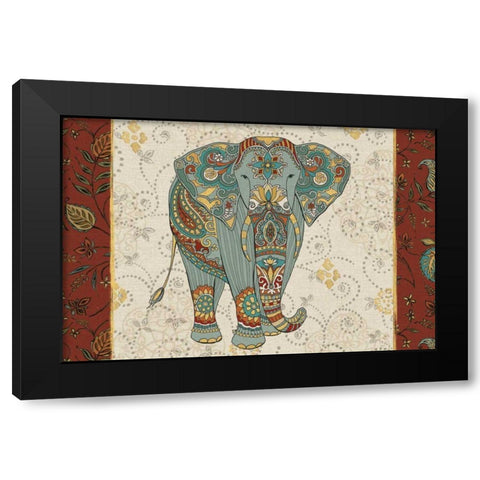 Elephant Caravan IA Black Modern Wood Framed Art Print with Double Matting by Daphne, Brissonnet