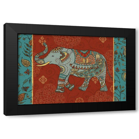 Elephant Caravan IIM Black Modern Wood Framed Art Print by Daphne, Brissonnet
