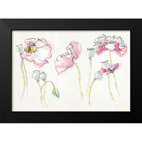 Pink Somniferums Black Modern Wood Framed Art Print by Novak, Shirley