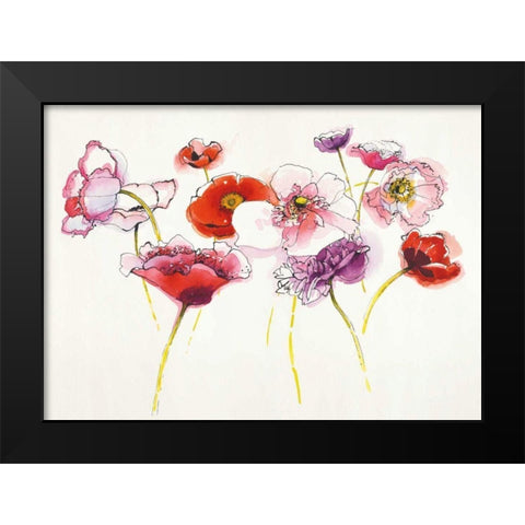 Pink and Red Somniferums Black Modern Wood Framed Art Print by Novak, Shirley