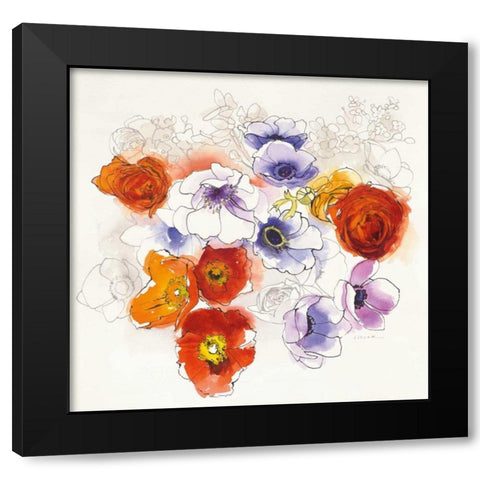 Spring Fleurs Black Modern Wood Framed Art Print by Novak, Shirley