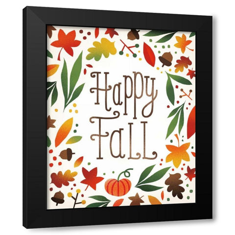 Harvest Time Happy Fall Black Modern Wood Framed Art Print by Mullan, Michael