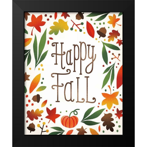 Harvest Time Happy Fall Black Modern Wood Framed Art Print by Mullan, Michael