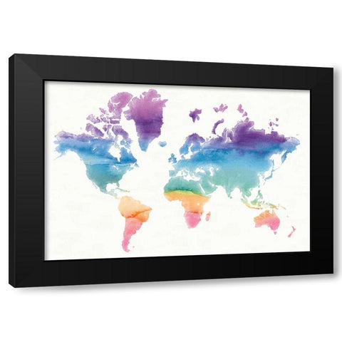 Watercolor World Black Modern Wood Framed Art Print with Double Matting by Schick, Mike