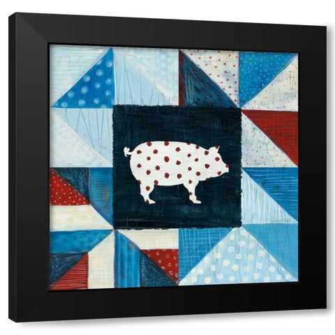 Modern Americana Farm Quilt V Black Modern Wood Framed Art Print by Averinos, Melissa