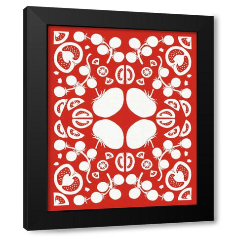 Retro Tomato Otomi Silhouette Black Modern Wood Framed Art Print with Double Matting by DeNeige, Elyse