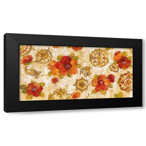 Hibiscus and Mandala Black Modern Wood Framed Art Print with Double Matting by Vassileva, Silvia