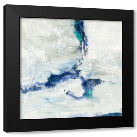 White and Blue Black Modern Wood Framed Art Print by Vassileva, Silvia
