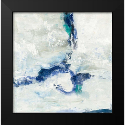 White and Blue Black Modern Wood Framed Art Print by Vassileva, Silvia