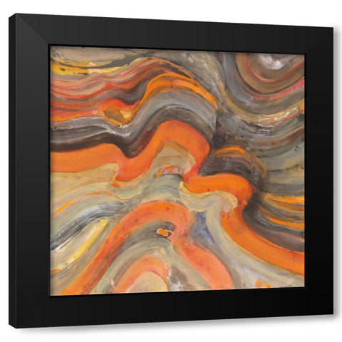 Floating Lava Black Modern Wood Framed Art Print by Hristova, Albena