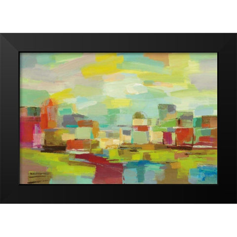 Town by the River Black Modern Wood Framed Art Print by Vassileva, Silvia