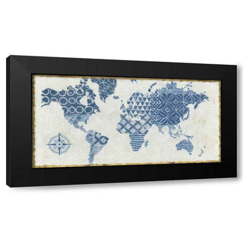 Indigo Gild Map Maki Black Modern Wood Framed Art Print by Lovell, Kathrine