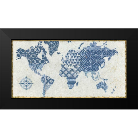 Indigo Gild Map Maki Black Modern Wood Framed Art Print by Lovell, Kathrine