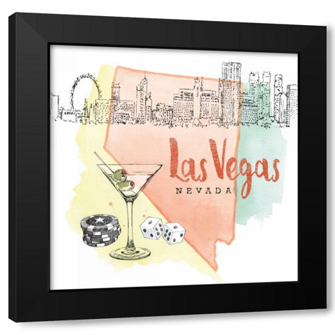 US Cities III Black Modern Wood Framed Art Print with Double Matting by Grove, Beth