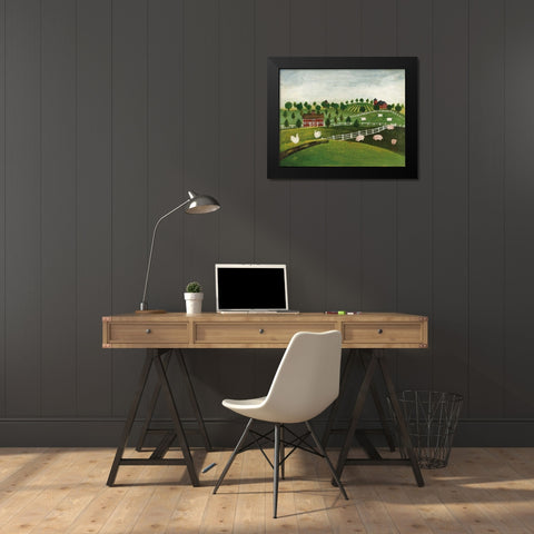 A Day at the Farm I Bright Black Modern Wood Framed Art Print by Brown, David Carter