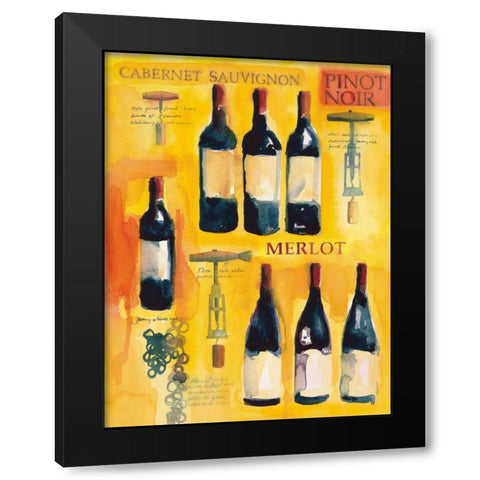 Red Wine Collage Black Modern Wood Framed Art Print with Double Matting by Clark, Michael