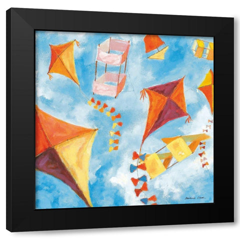Kites Black Modern Wood Framed Art Print by Clark, Michael