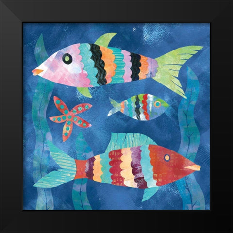 Boho Reef Fish I Black Modern Wood Framed Art Print by Wild Apple Portfolio